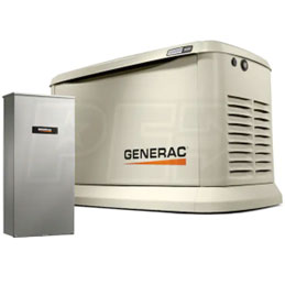 Generac 26kW Standby Generator System Cost: 6,297.00 • 26kW (LPG) / 22.5kW (NG) Guardian Air-Cooled Standby Generator • Generac's largest air-cooled generator • Digital Power Management (DPM) protects against overload • Includes Mobile Link™ Wi-Fi Remote Monitoring* • Monitor generator status on a smart phone, tablet or PC • *Requires internet connection and wireless router • 200-Amp Service Entrance Rated Automatic Smart Switch • Installs between main meter & service panel for faster & less costly installation • DPM technology allows for the Smart Control of (4) A/C units • Great for homes with multiple Air conditioners (24 VAC controlled)