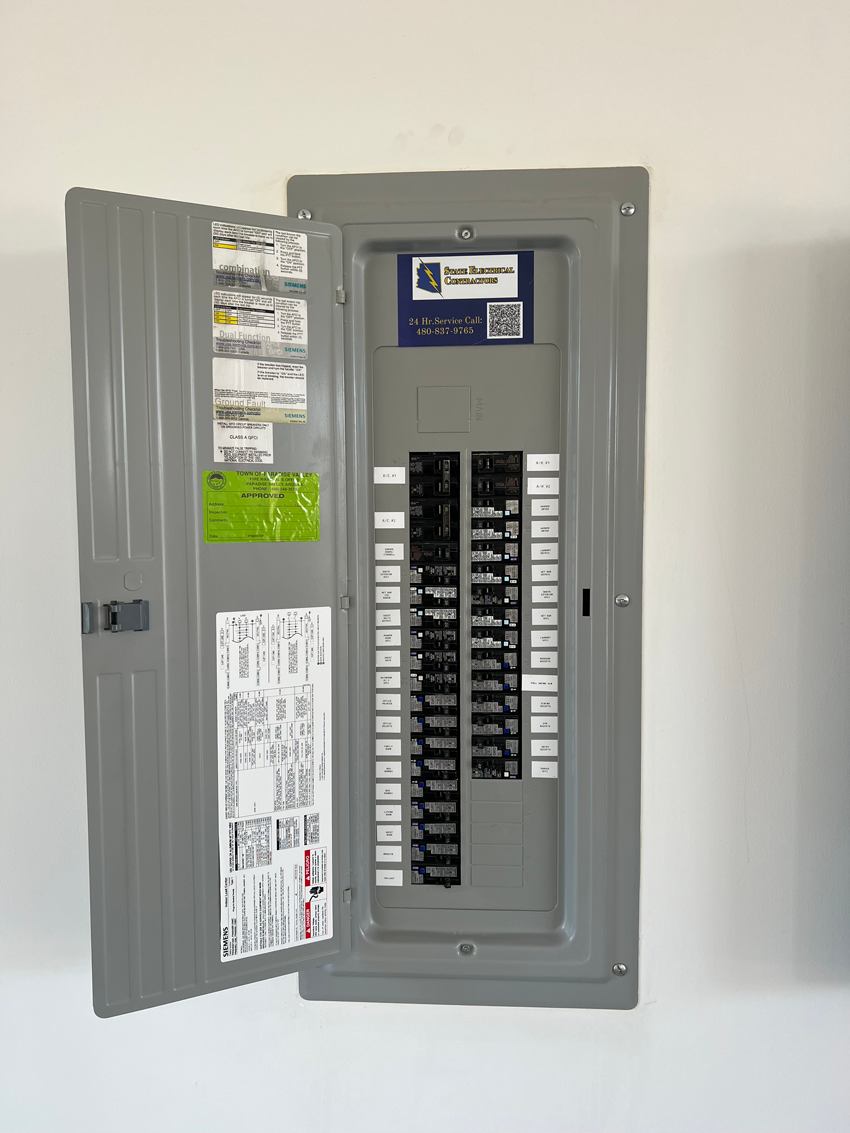 Circuit panel in an Arizona home. In this multi part series, we will discuss your home's electrical system