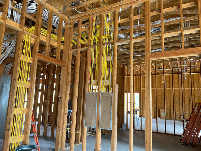 electrical lines in new construction for circuit breaker panel