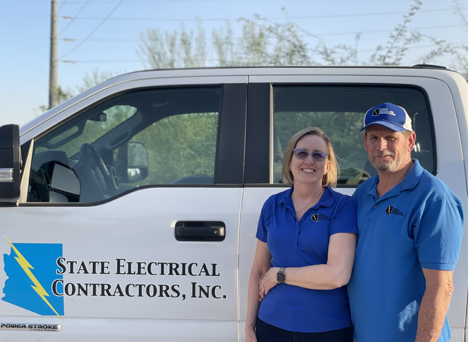 electrician team owners Art and Colleen from State Electrical Contractors